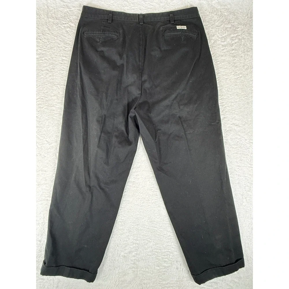 Polo Ralph Lauren Andrew Pant Mens 38/30 Pants Black Pleated Cuffed Cotton